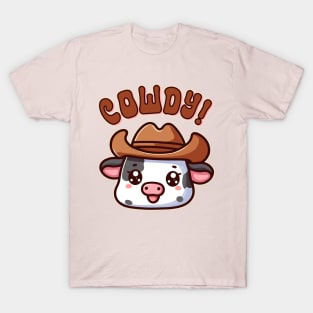 Cowdy Yall Howdy Cow Funny Cowboy Pun T-Shirt